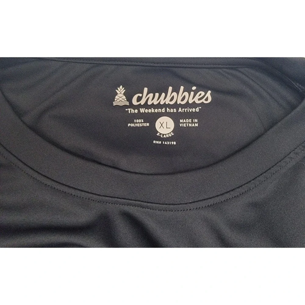 Chubbies Long Sleeve Black Swim Shirt UPF 50 Mens Size XL Sun Club Locals Only